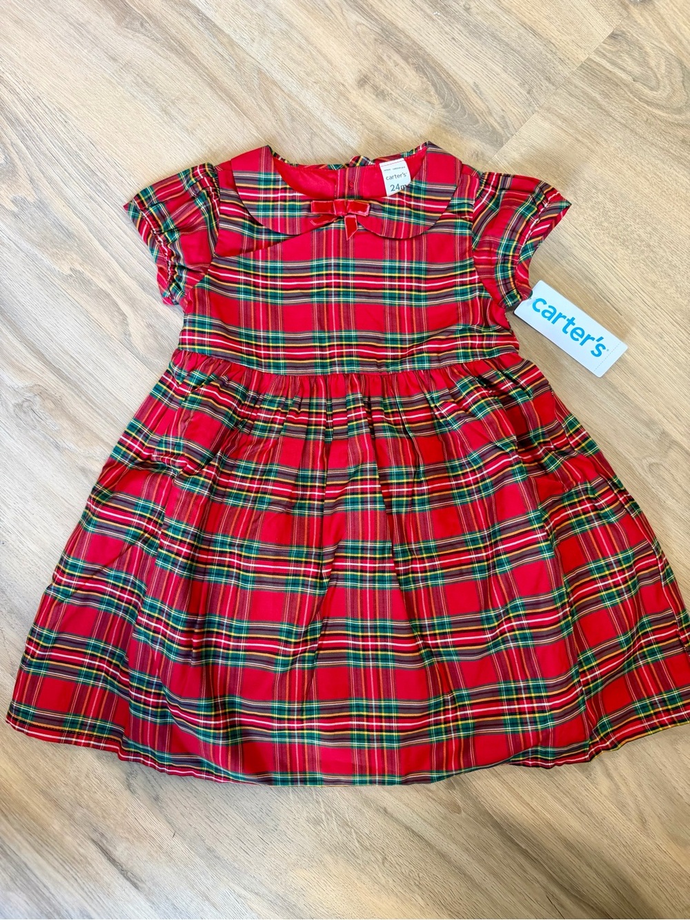 Carter's Red Plaid Peter Pan Collar Girls Holiday Dress NWT